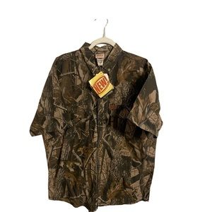𝅺woolrich Men's Camo SS Button Down Lg